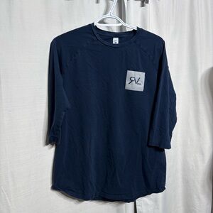 RVL Apparel Navy Blue 3/4 Sleeve Baseball Tee Large Raglan Athleisure Gym‎
